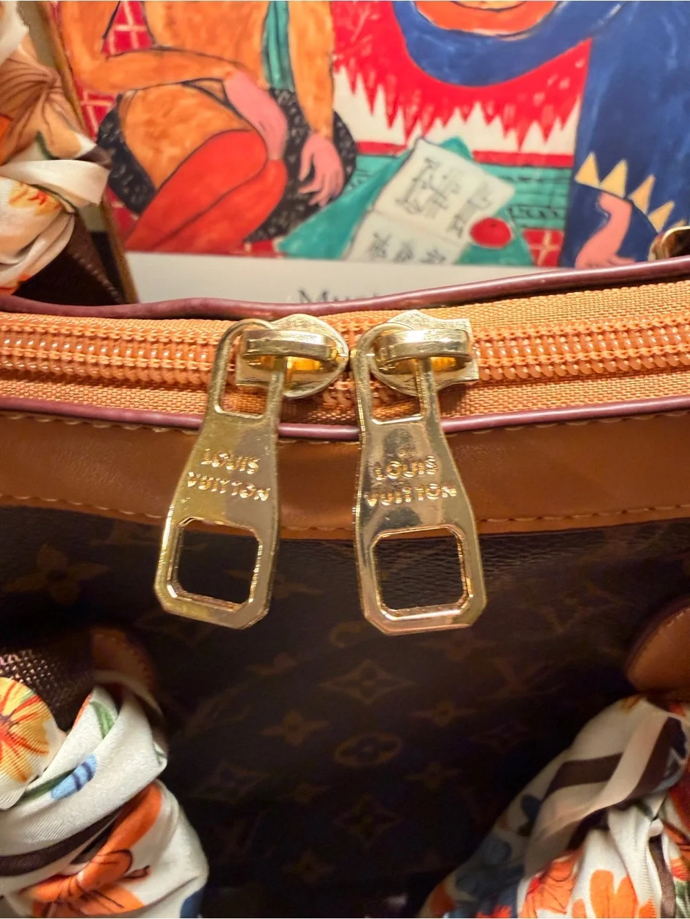 Source Unknown Brown Monogram bag with Tan Trim
